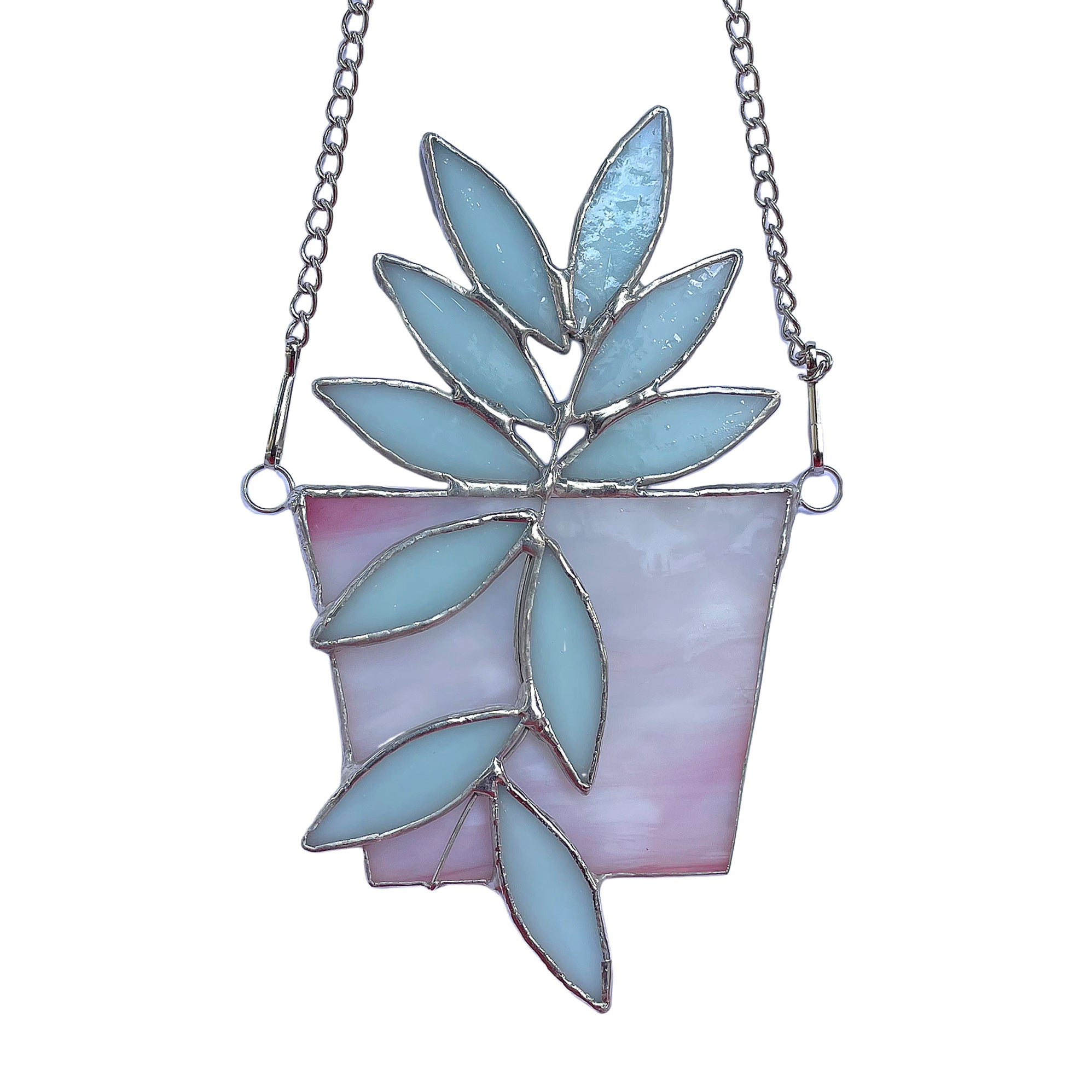 Blue Succulent Stained Glass Suncatcher