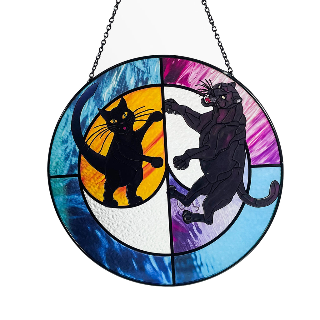 Mindset is Everything Black Cat to Panther Suncatcher, Indoor Decor, Window Hanging, Wall Art, Gifts, Inspirational Decor, Sun Catcher