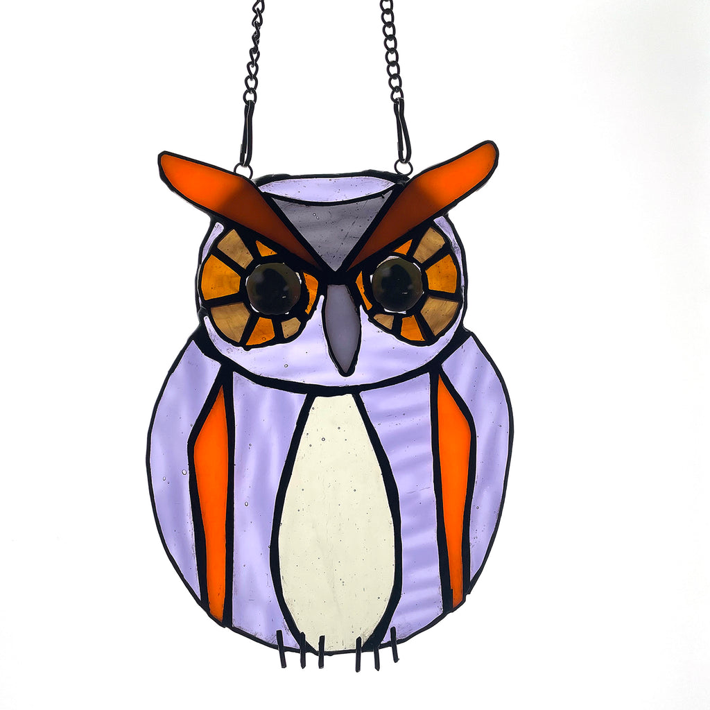 Owl Stained Glass Sun Catcher - Home Decor Bird Art
