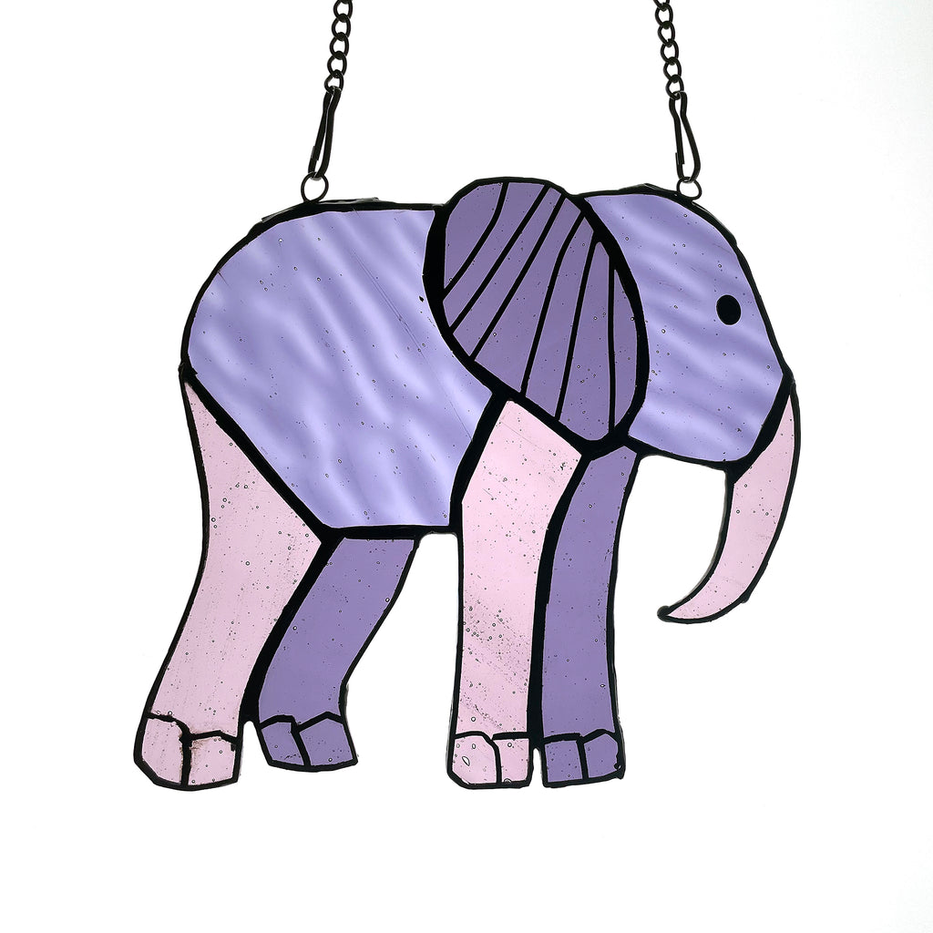 Cute Elephant Stained Glass Suncatcher for Window Hanging Decor Art Gift for Elephant Lovers Wall Hanging Ornament Christmas Gift for Mom