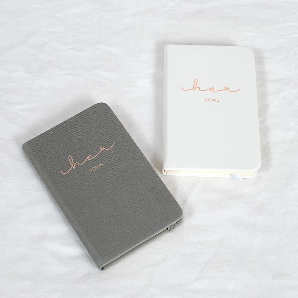 Vows Book Hers and Hers Hard Cover, Mrs and Mrs Lesbian Newlyweds Couples Wedding Gifts Unique Grey and White