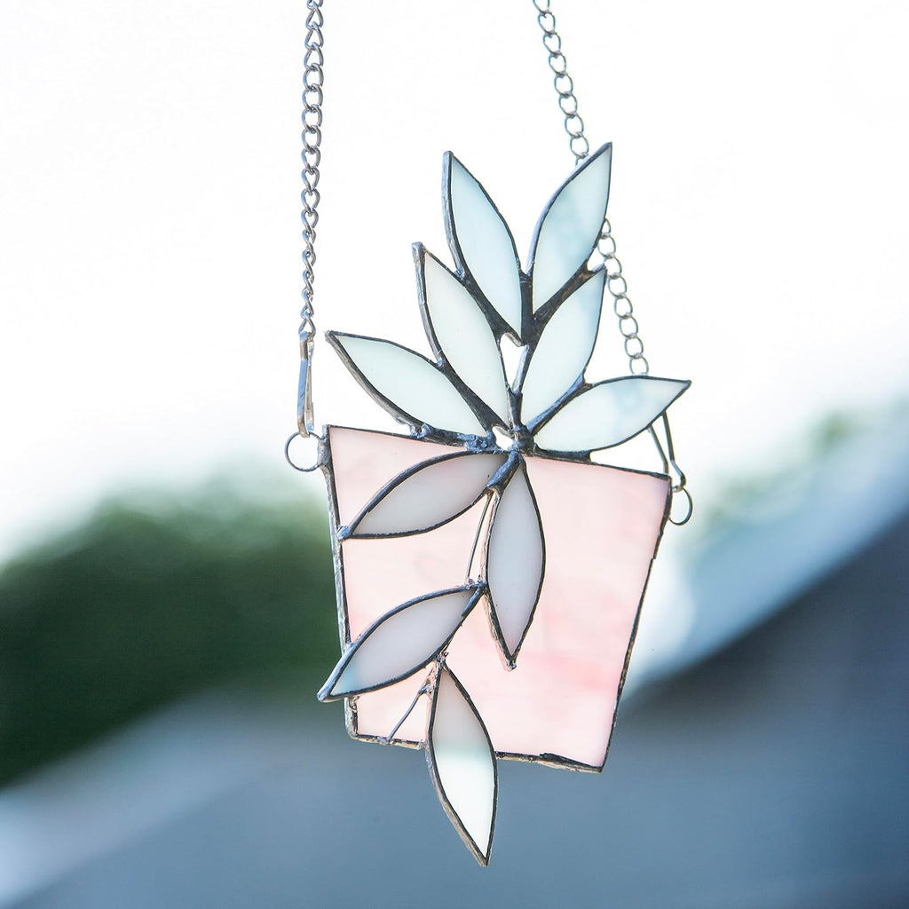 Blue Succulent Stained Glass Suncatcher