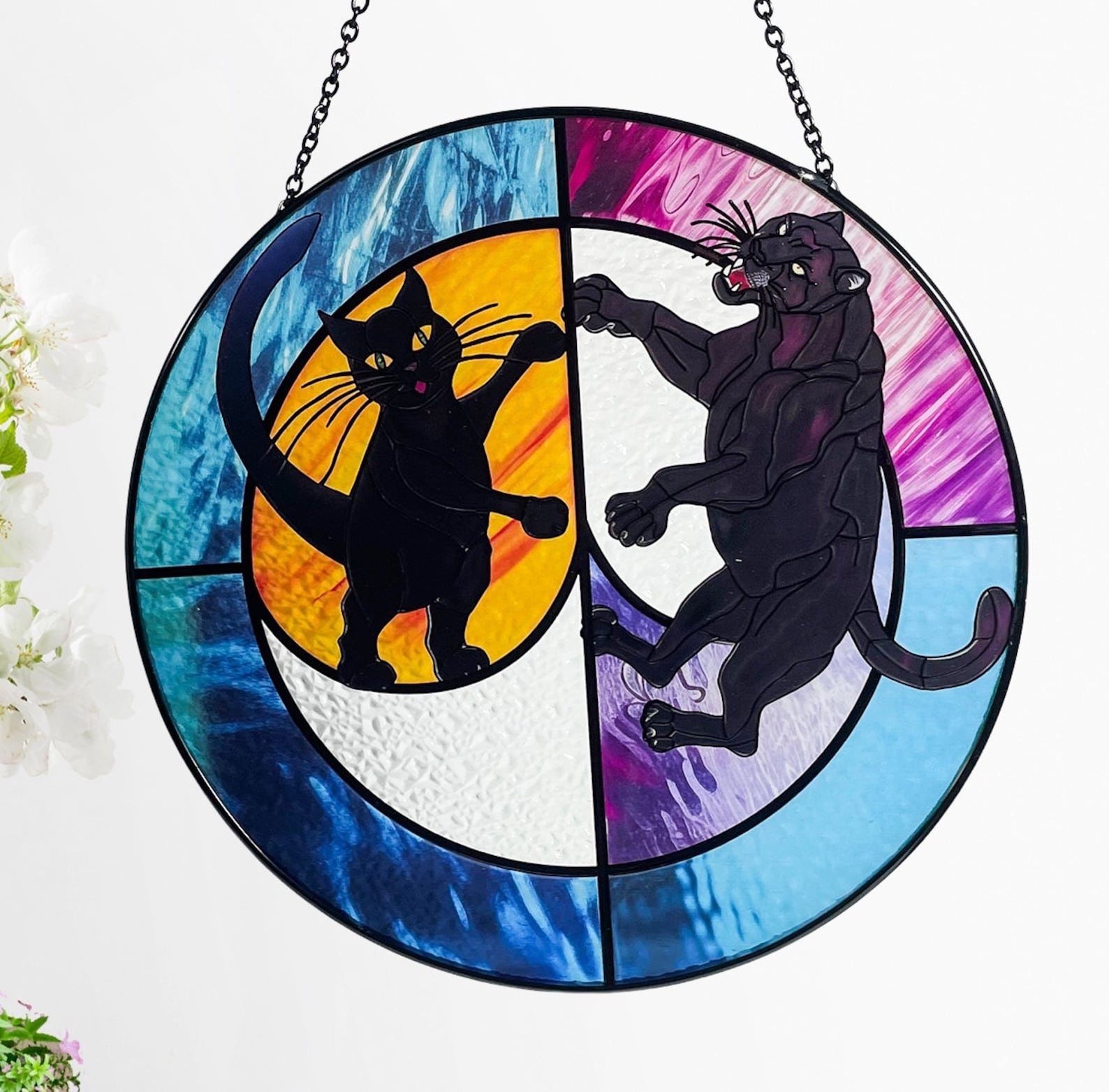 Mindset is Everything Black Cat to Panther Suncatcher, Indoor Decor, Window Hanging, Wall Art, Gifts, Inspirational Decor, Sun Catcher
