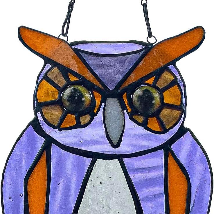 Owl Stained Glass Sun Catcher - Home Decor Bird Art