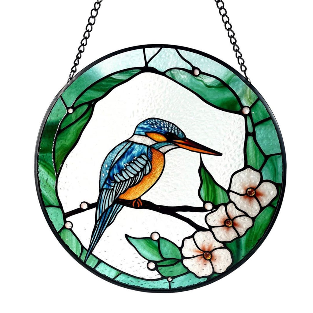 Kingfisher Bird Stained Glass Suncatcher, Gifts, Wall Art, Window Hanging, Indoor Decor, Sun Catcher