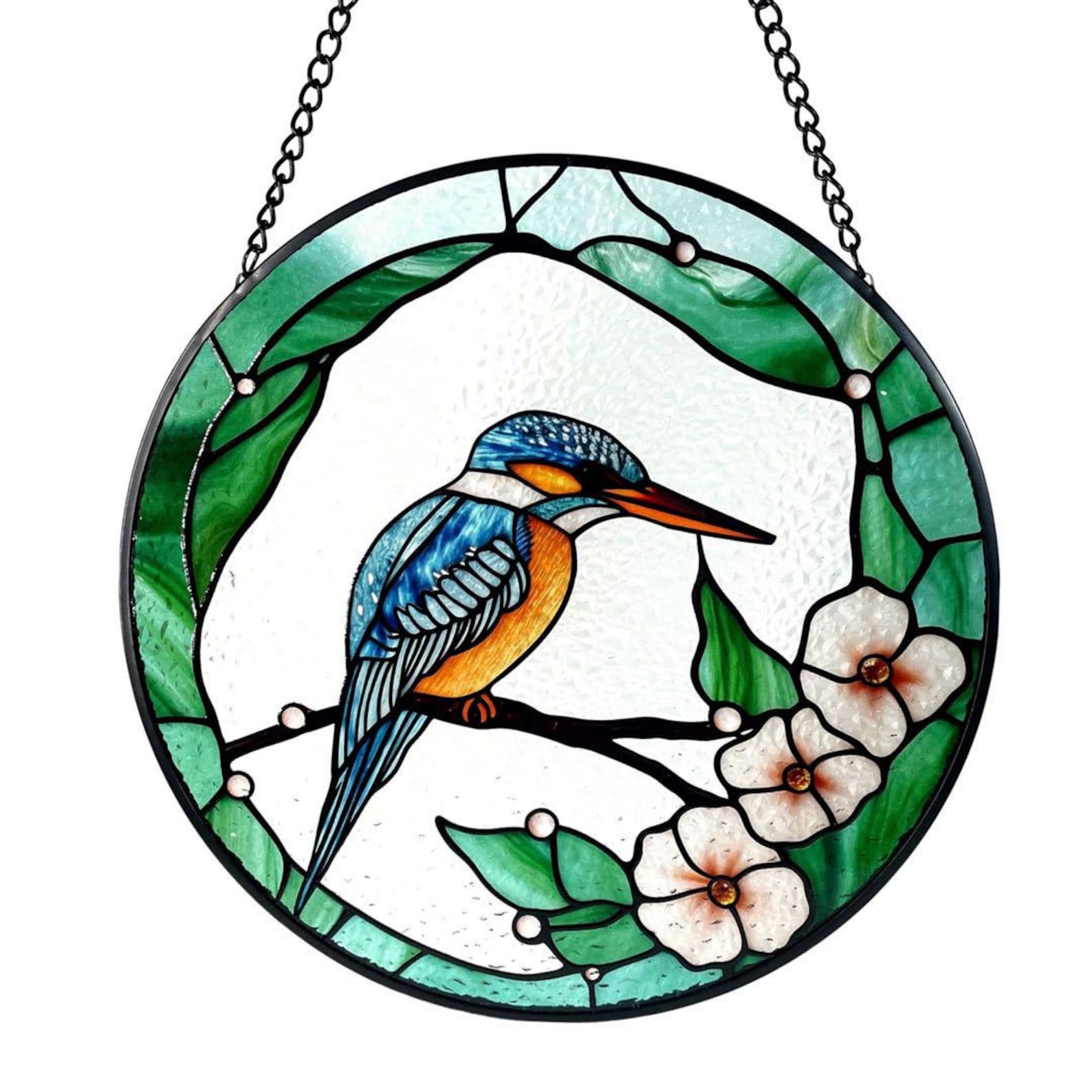 Kingfisher Bird Stained Glass Suncatcher, Gifts, Wall Art, Window Hanging, Indoor Decor, Sun Catcher