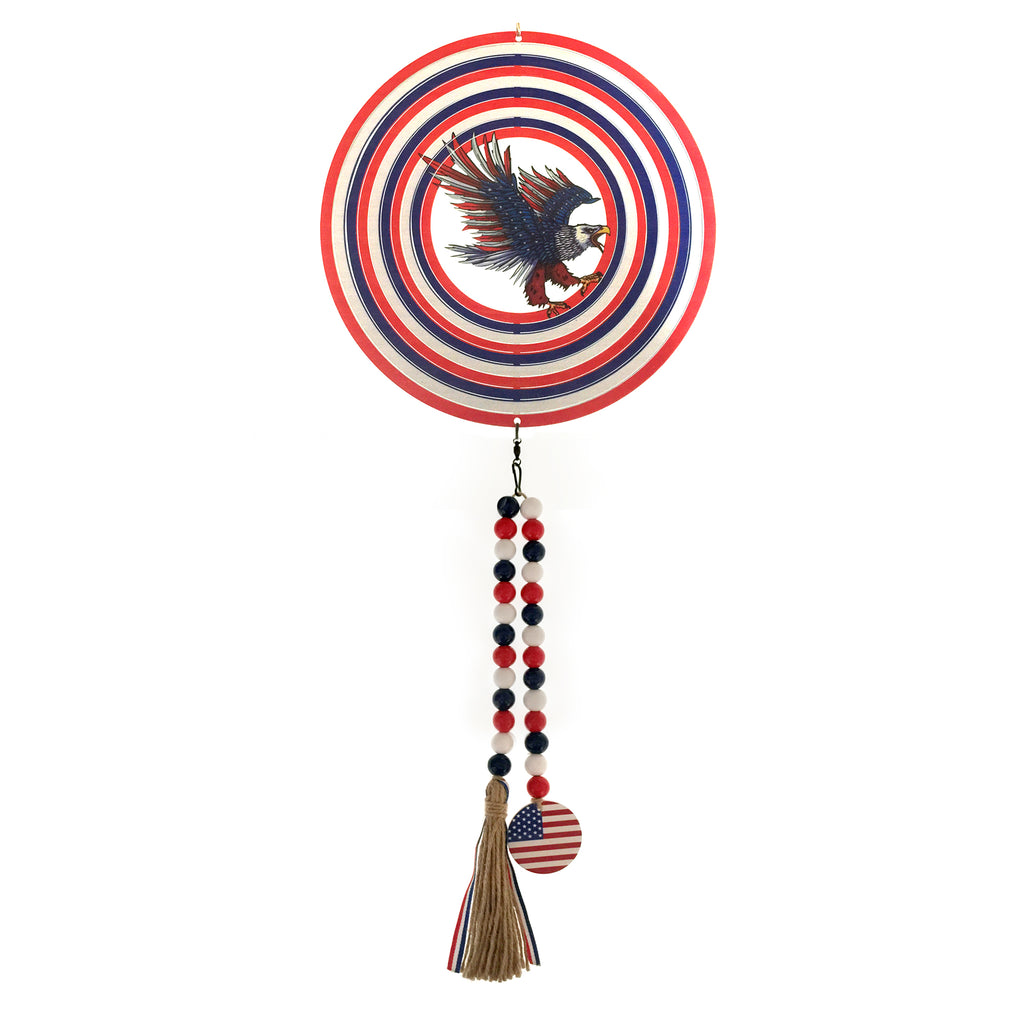 31 inch Long Large American Patriotic Eagle Wind Spinners for Memorial Independent Day 4th of July Home Garden Decor