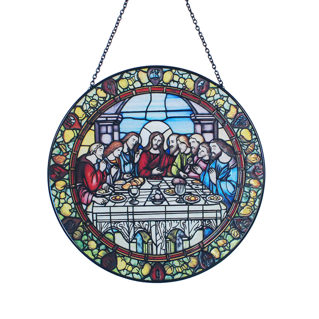 Last Supper Suncatcher Stained Glass - Originally Designed 7.8'' Picture for Dining Room | Last Supper Wall Decor for Last Supper Lovers Stained Glass Window Hanging Painted Glass