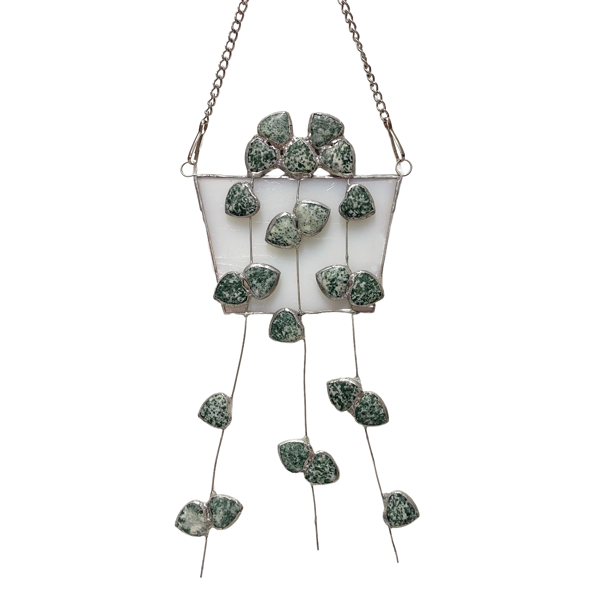 Green String of Heart Stained Glass SunCatcher - Plant Lover's Gift
