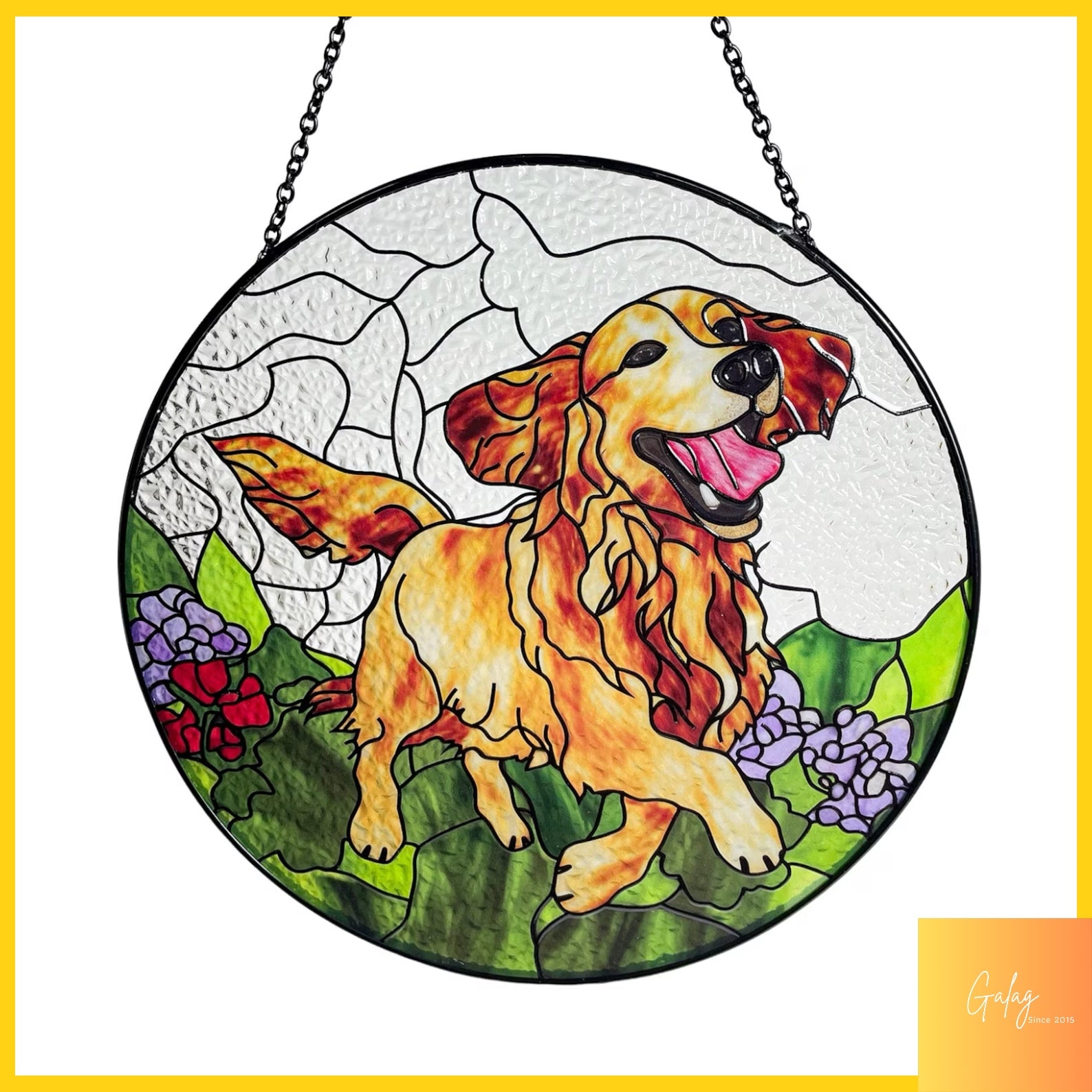 Golden Retriever Stained Glass Suncatcher/Window Hanging for Dog Lovers