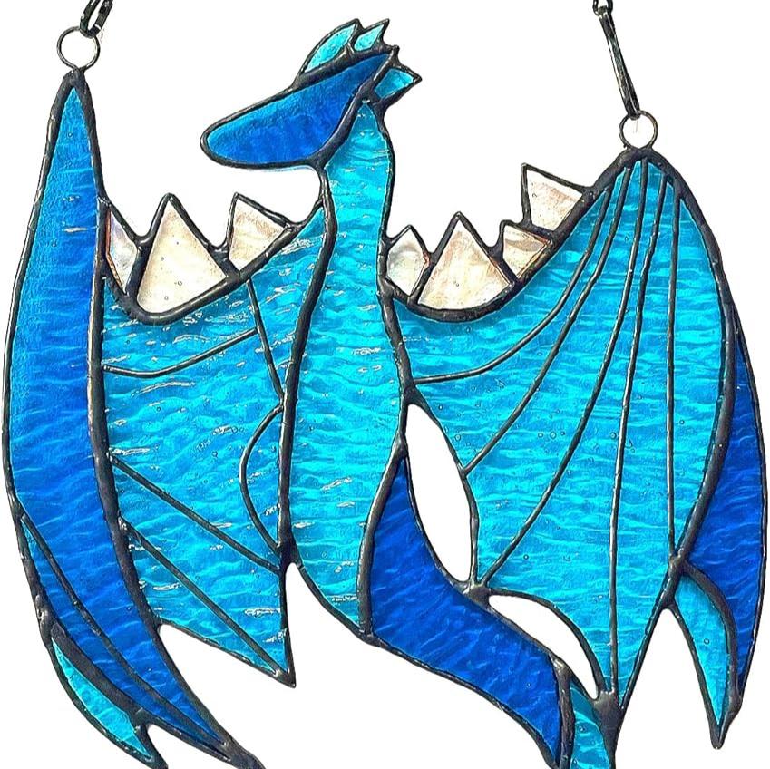 Dragon Suncatcher Stained Glass Hanging - Decorations for Window Wall Garden| Suncatchers Capture The Sunshine and Add Brilliance to Your Home, Gift for Halloween Christmas New Years
