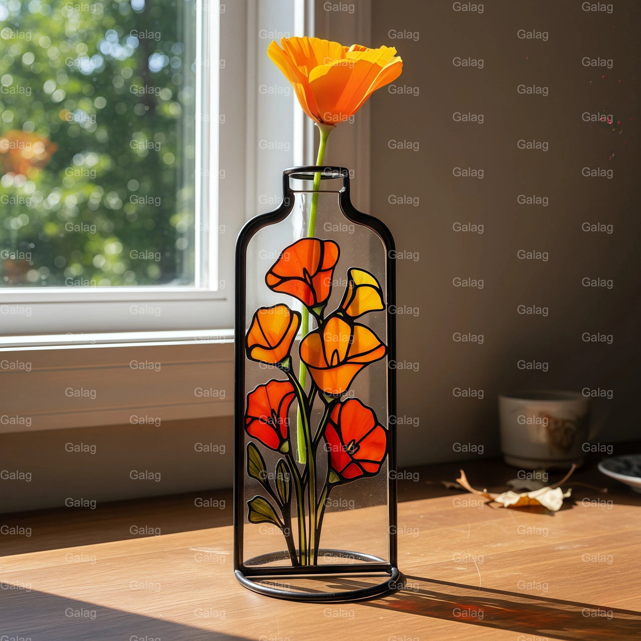 Stained Glass Birth Flower Bottle Set For Home Decor.