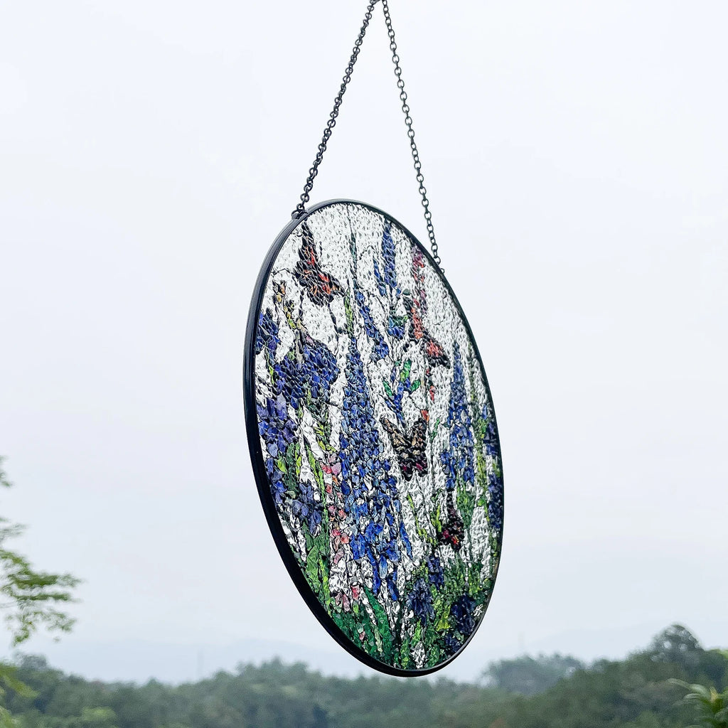 Lavender Monarch Butterfly Suncatcher Stained Glass - Monarch Lavender Originally Designed 7.8''Butterfly Suncatchers for Sun Catchers Indoor Window | Beautiful Gifts for Butterfly Lovers