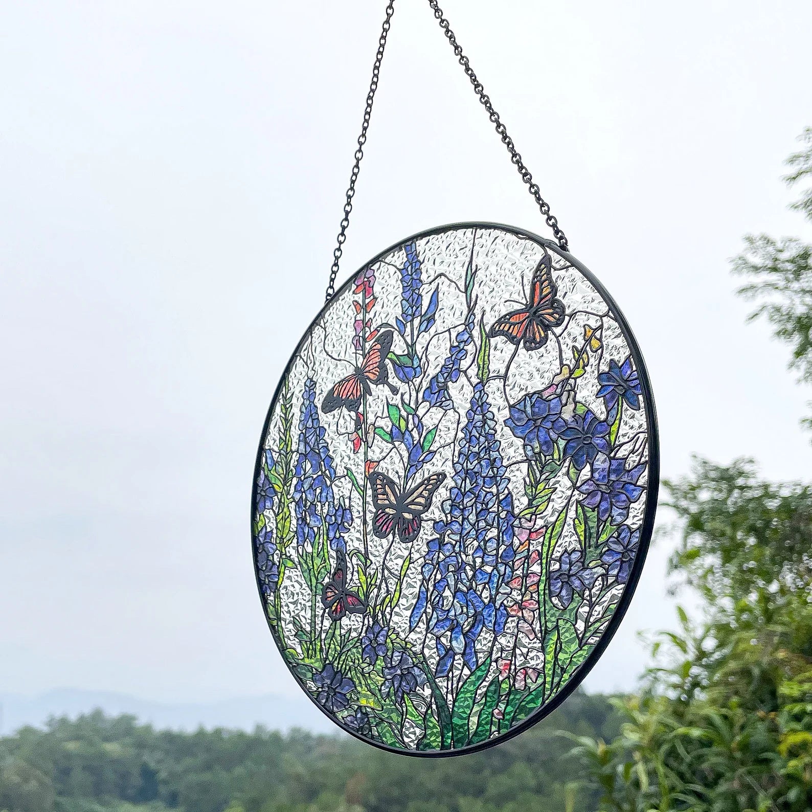 Lavender Monarch Butterfly Suncatcher Stained Glass - Monarch Lavender Originally Designed 7.8''Butterfly Suncatchers for Sun Catchers Indoor Window | Beautiful Gifts for Butterfly Lovers