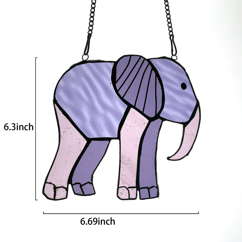 Cute Elephant Stained Glass Suncatcher for Window Hanging Decor Art Gift for Elephant Lovers Wall Hanging Ornament Christmas Gift for Mom