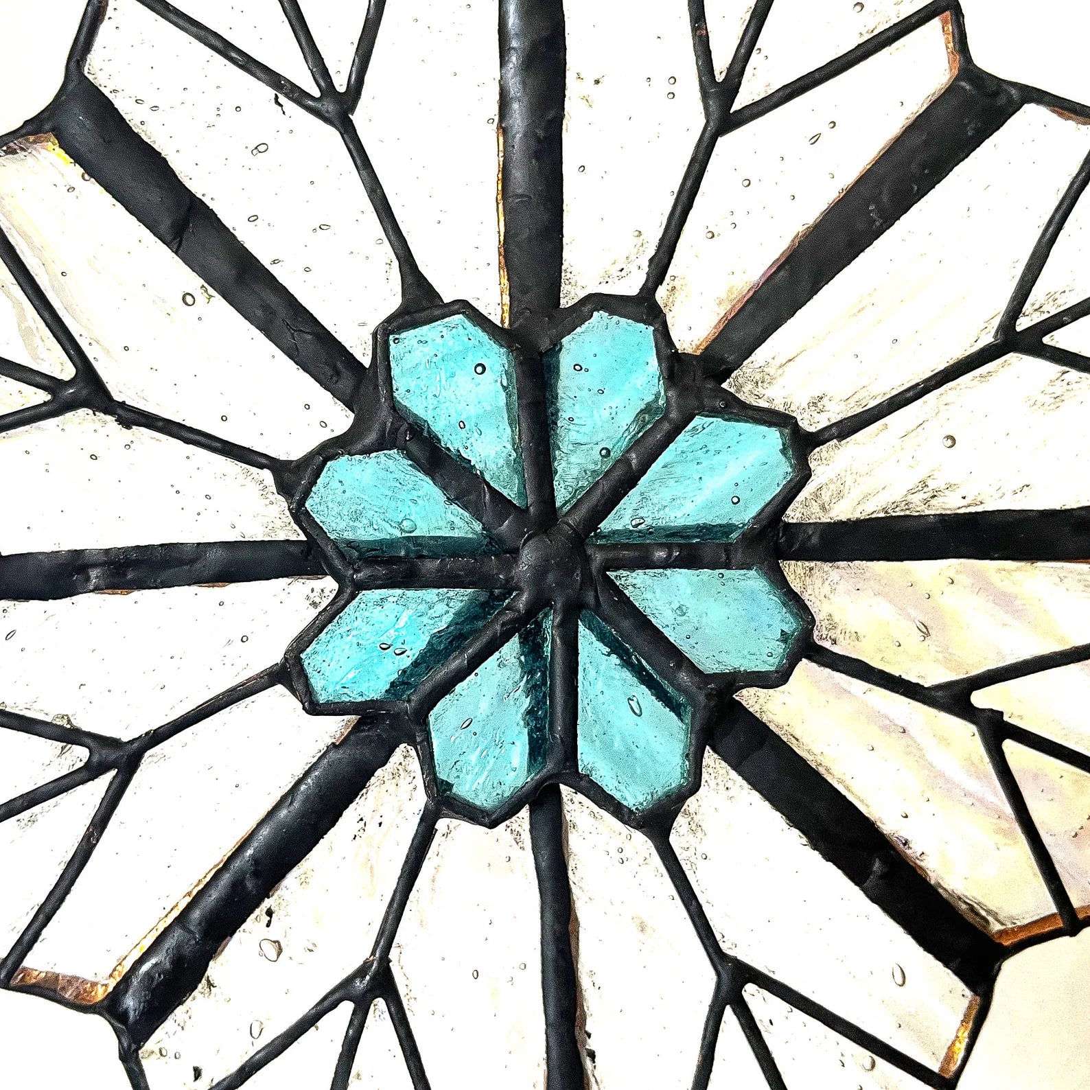 Snowflake Stained Glass Suncatcher - Winter Art Gift