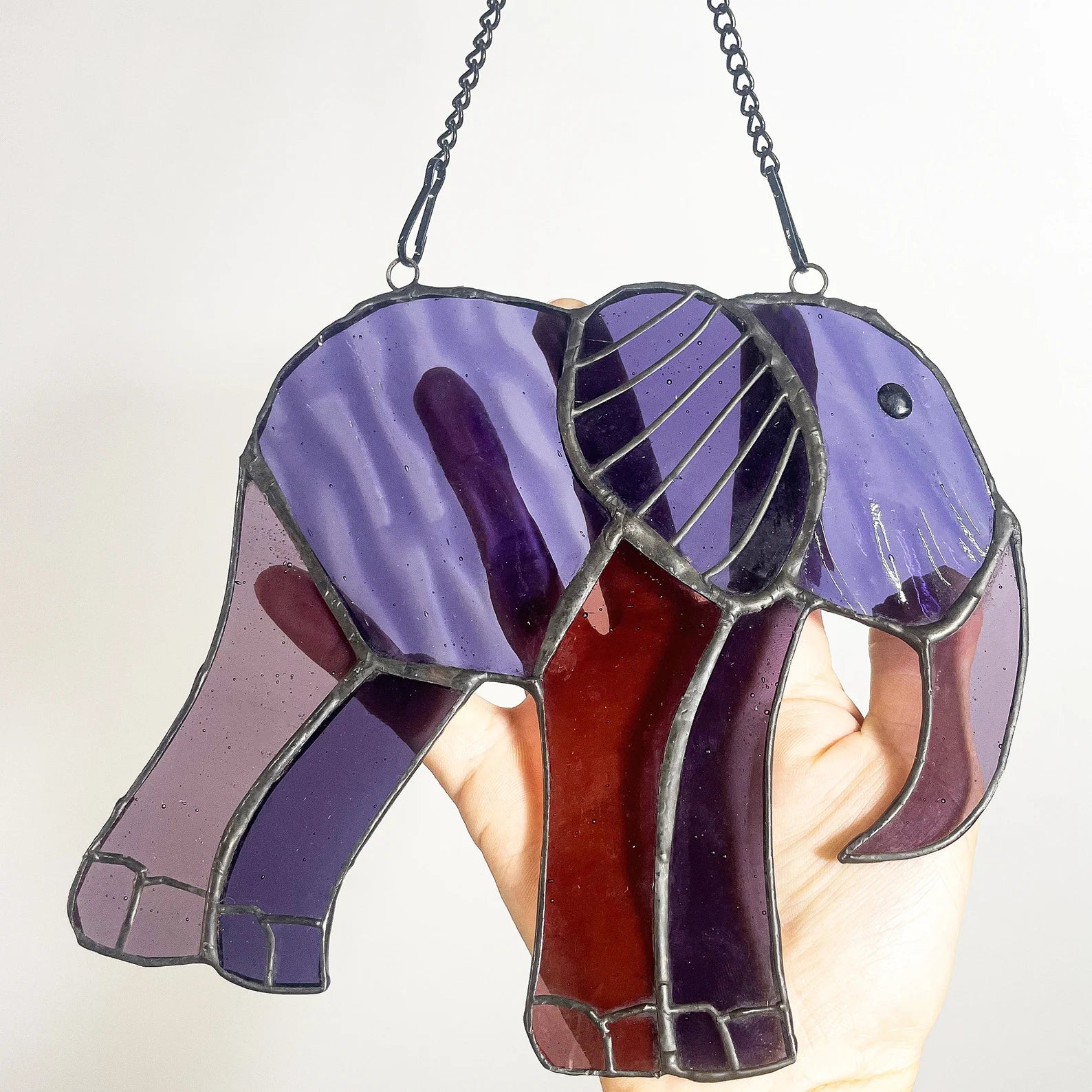 Cute Elephant Stained Glass Suncatcher for Window Hanging Decor Art Gift for Elephant Lovers Wall Hanging Ornament Christmas Gift for Mom