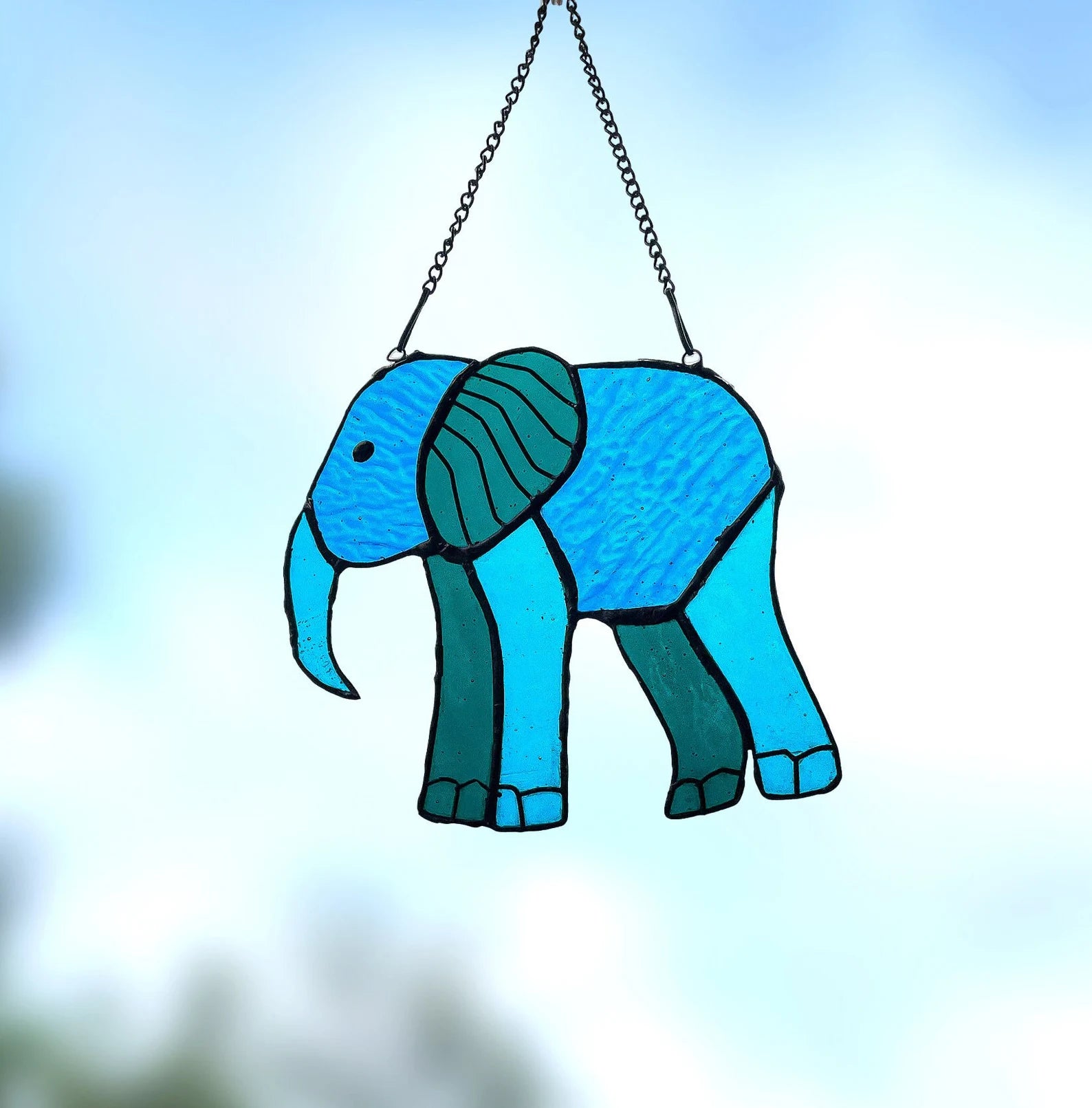 Cute Elephant Stained Glass Suncatcher for Window Hanging Decor Art Gift for Elephant Lovers Wall Hanging Ornament Christmas Gift for Mom
