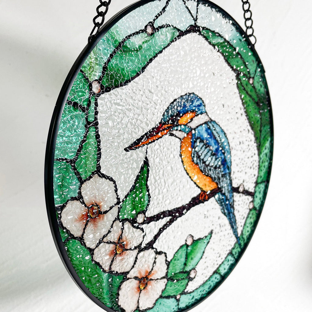 Kingfisher Bird Stained Glass Suncatcher, Gifts, Wall Art, Window Hanging, Indoor Decor, Sun Catcher