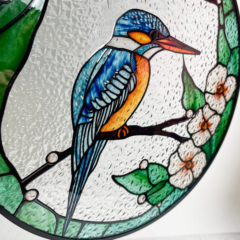 Kingfisher Bird Stained Glass Suncatcher, Gifts, Wall Art, Window Hanging, Indoor Decor, Sun Catcher