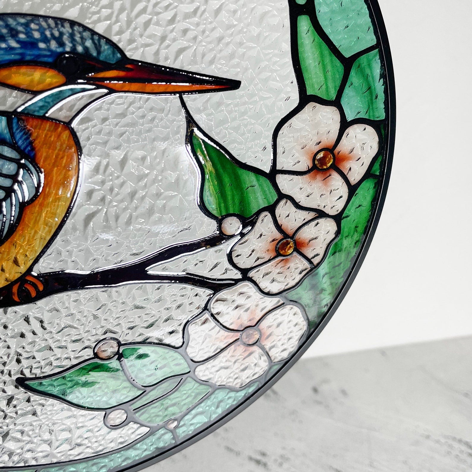 Kingfisher Bird Stained Glass Suncatcher, Gifts, Wall Art, Window Hanging, Indoor Decor, Sun Catcher