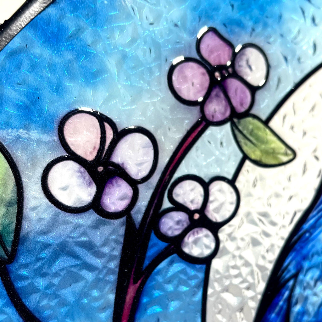 Bluebird and Full Moon Stained Glass Suncatcher, Blue Bird, Gifts, Window Hanging, Indoor Decor, Sun Catcher