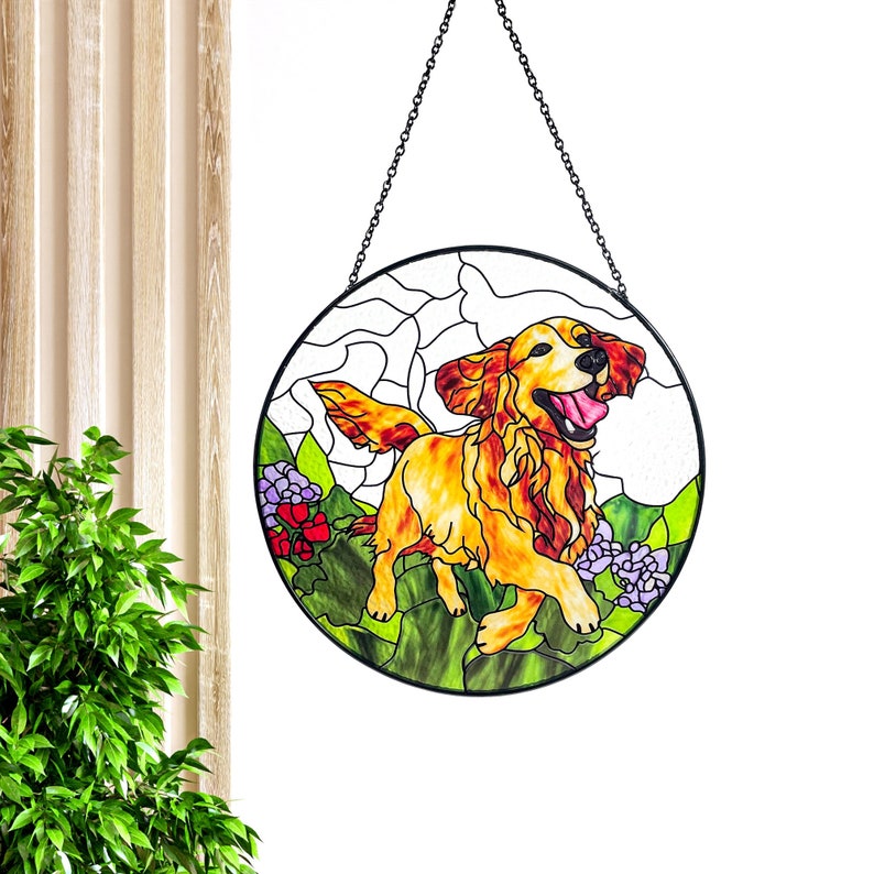 Golden Retriever Stained Glass Suncatcher/Window Hanging for Dog Lovers