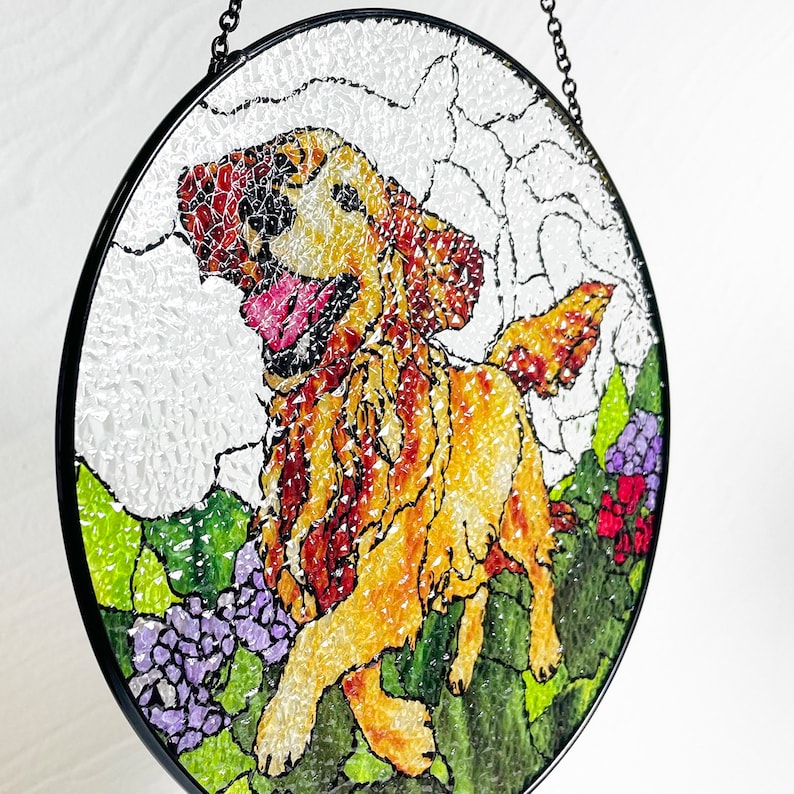 Golden Retriever Stained Glass Suncatcher/Window Hanging for Dog Lovers