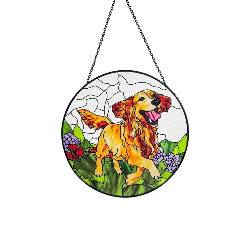 Golden Retriever Stained Glass Suncatcher/Window Hanging for Dog Lovers