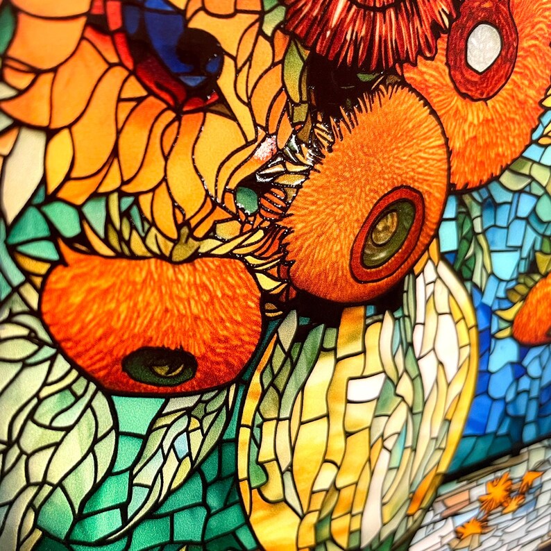 Sunflowers & Monarch Butterflies Stained Glass Suncatcher
