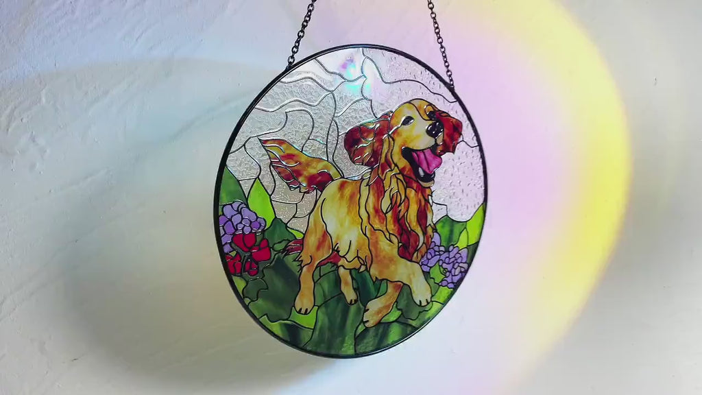 Golden Retriever Stained Glass Suncatcher/Window Hanging for Dog Lovers